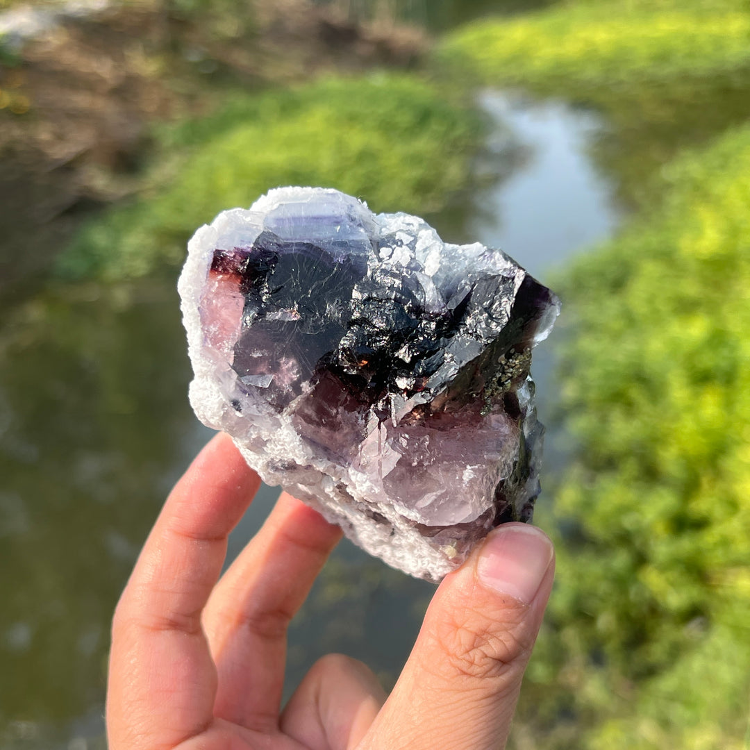 Calcite On Phantom Fluorite