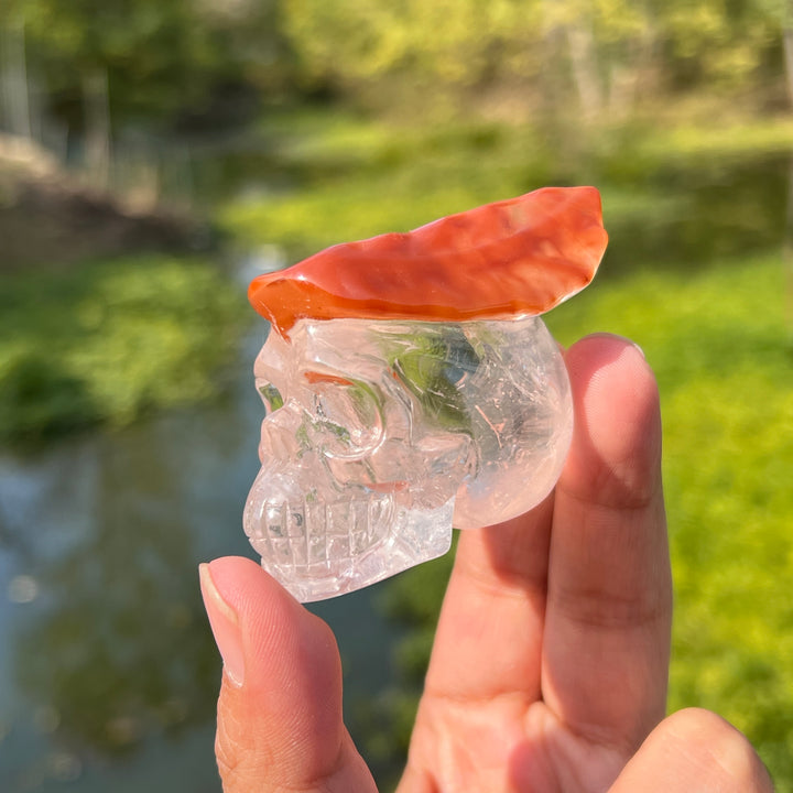 Red Amphibole In Quartz Skull