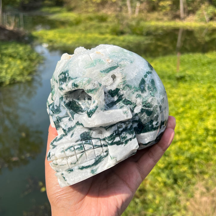 Moss Agate Skull