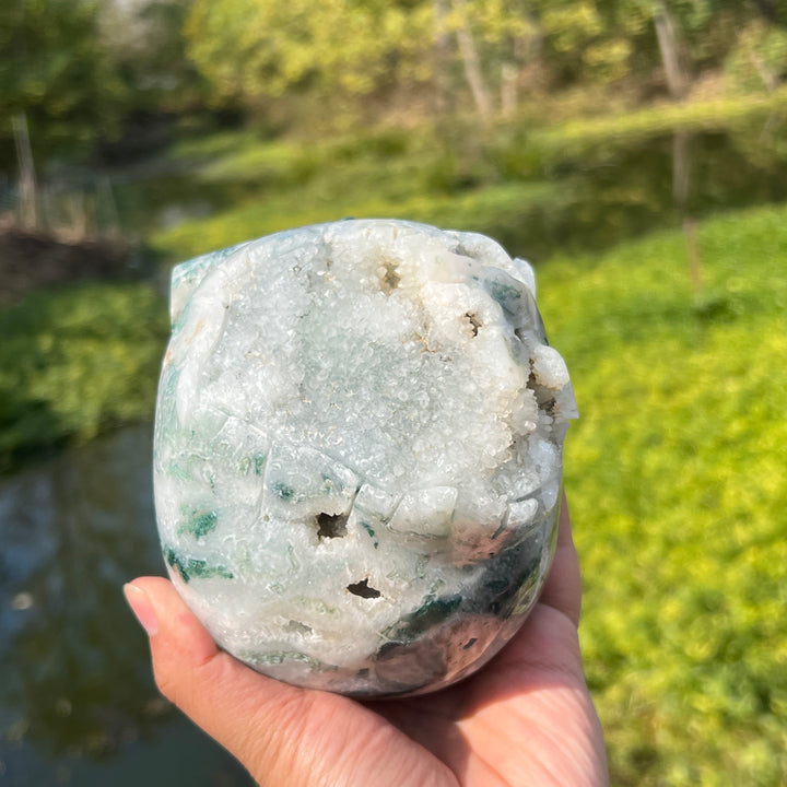 Moss Agate Skull