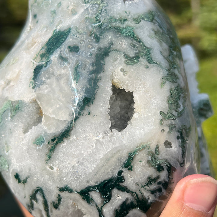 Moss Agate Skull