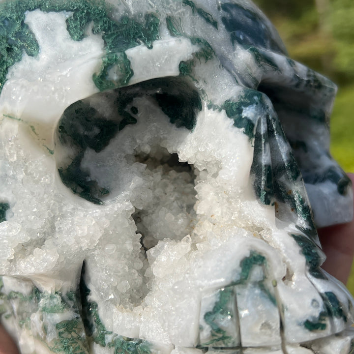 Moss Agate Skull