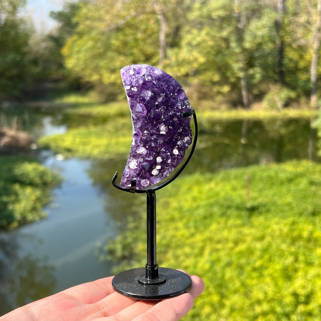 Amethyst Cluster Moon with Stand