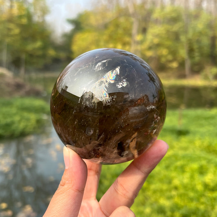 Rutilated Smoky Quartz Sphere