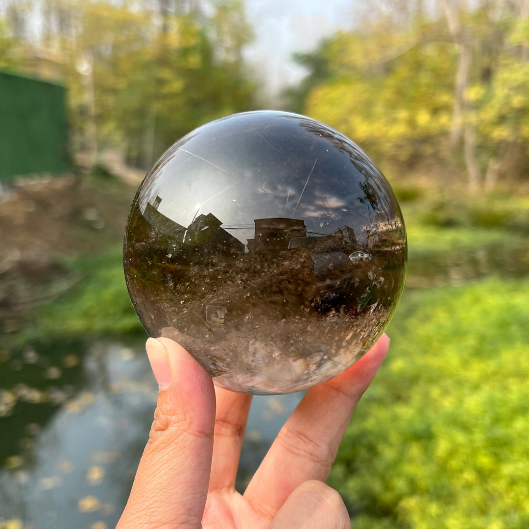 Rutilated Smoky Quartz Sphere