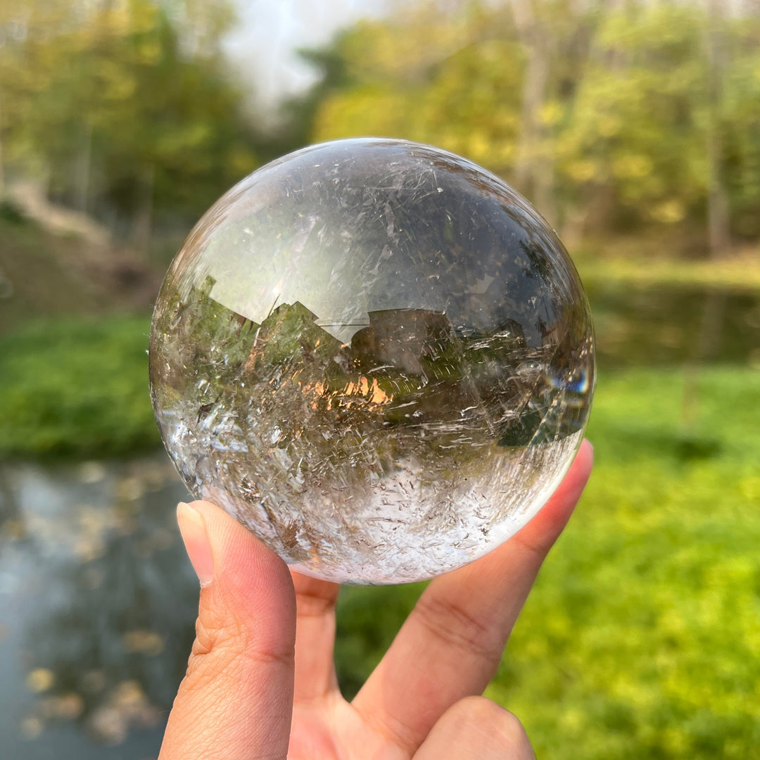 Rutilated Smoky Quartz Sphere