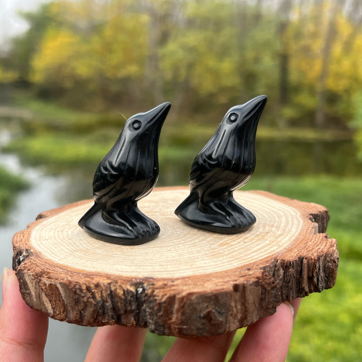 Obsidian Crow Carving