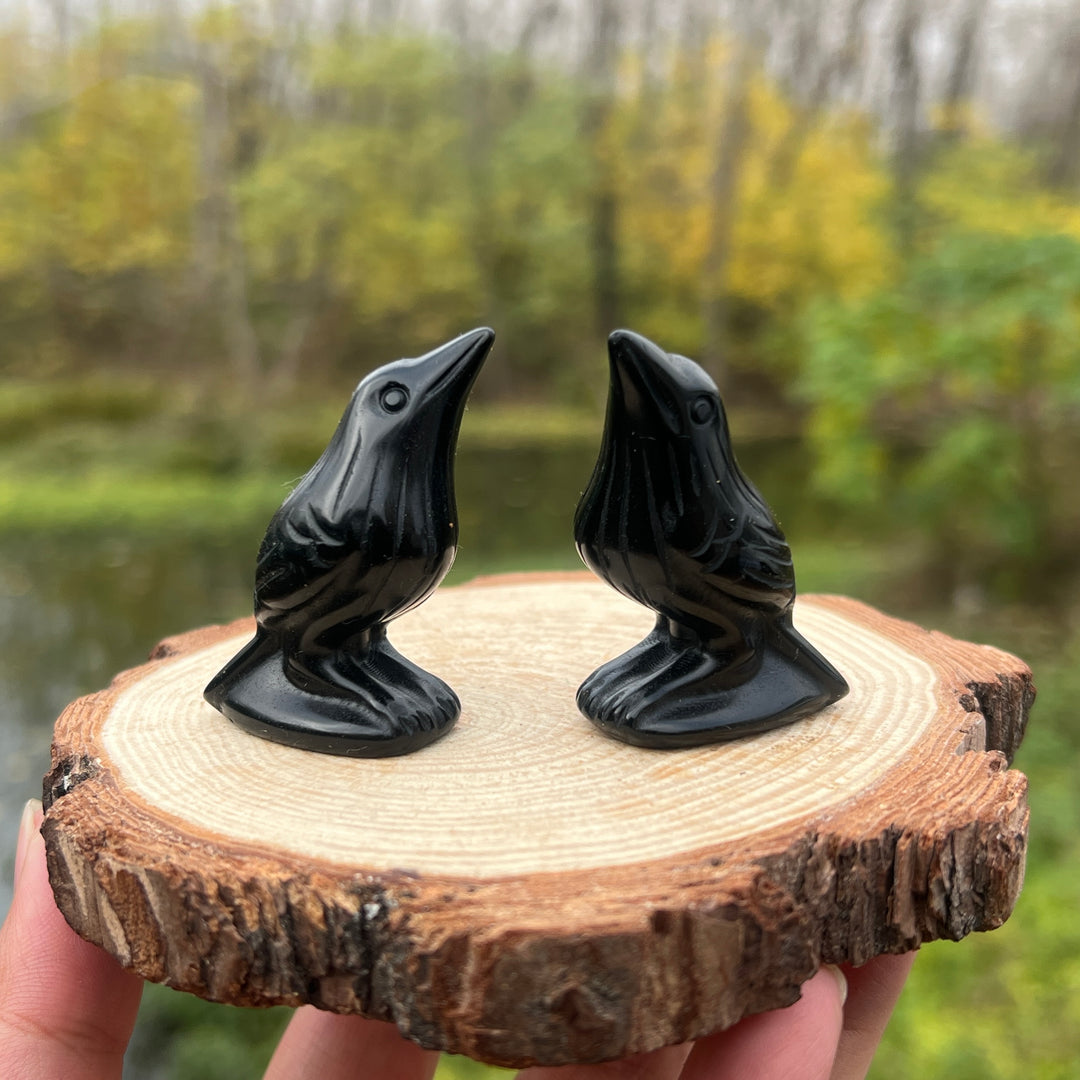 Obsidian Crow Carving