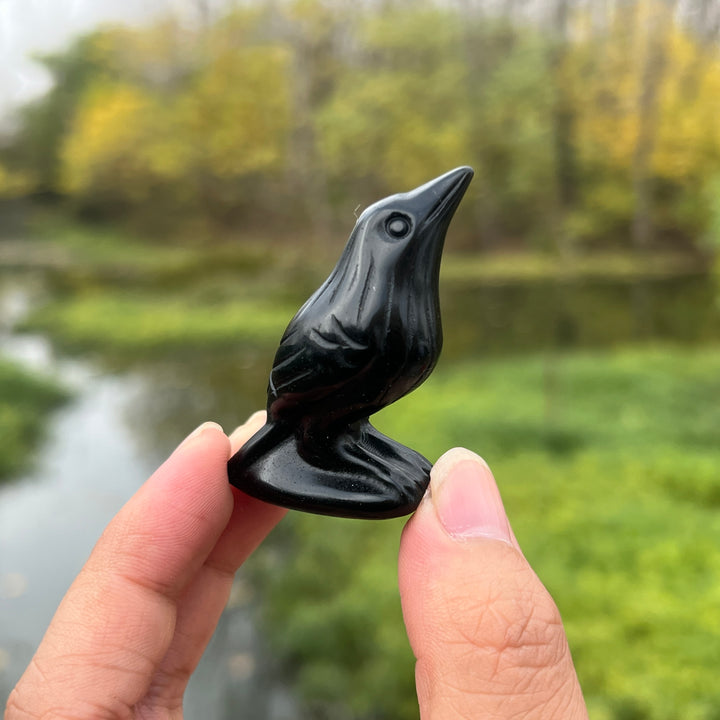 Obsidian Crow Carving