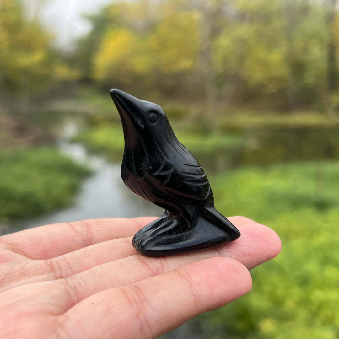 Obsidian Crow Carving