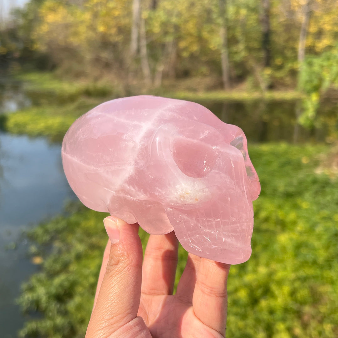 Rose Quartz Alien Skull