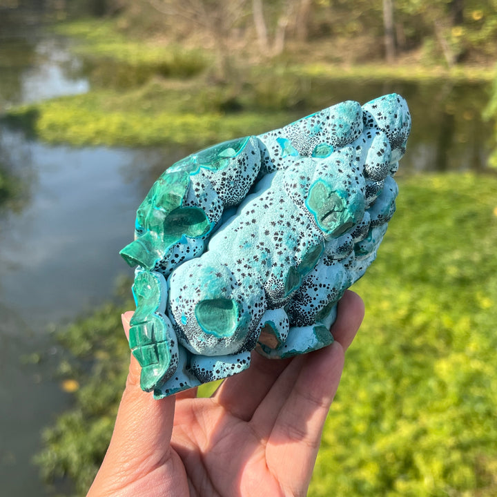 Malachite Geode Skull