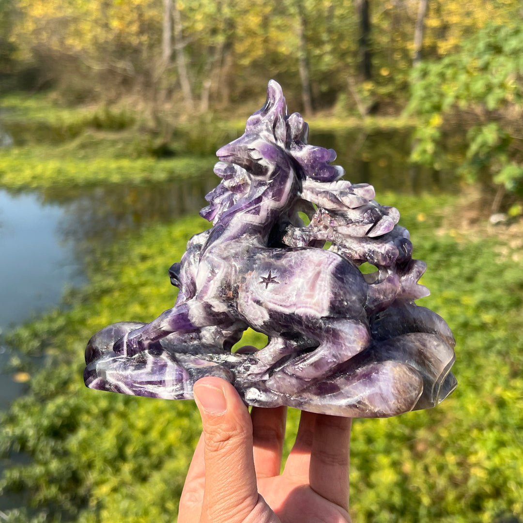 Dream Amethyst Deer Carving