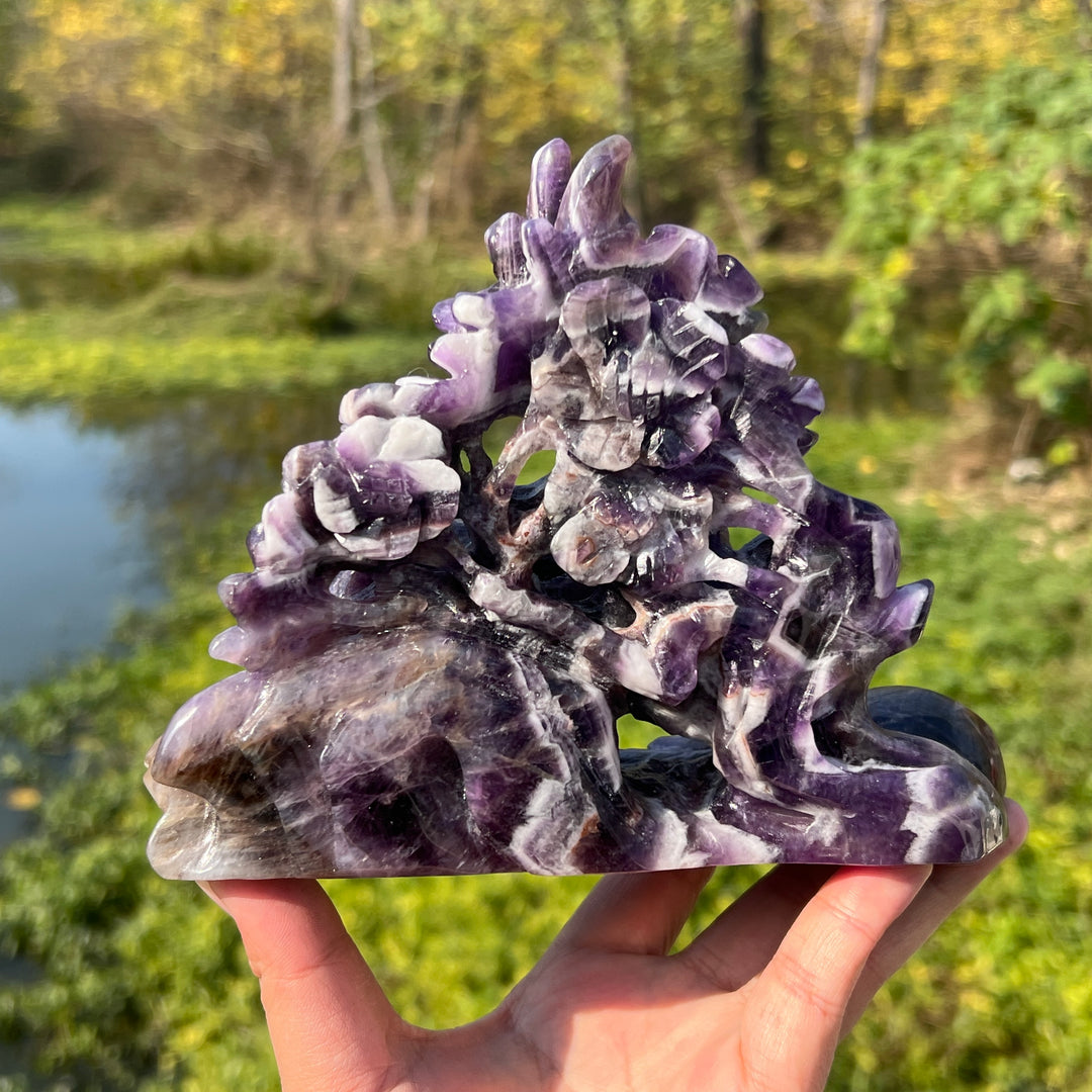 Dream Amethyst Deer Carving