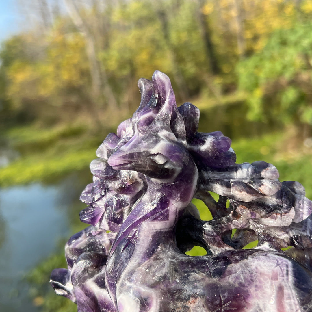 Dream Amethyst Deer Carving