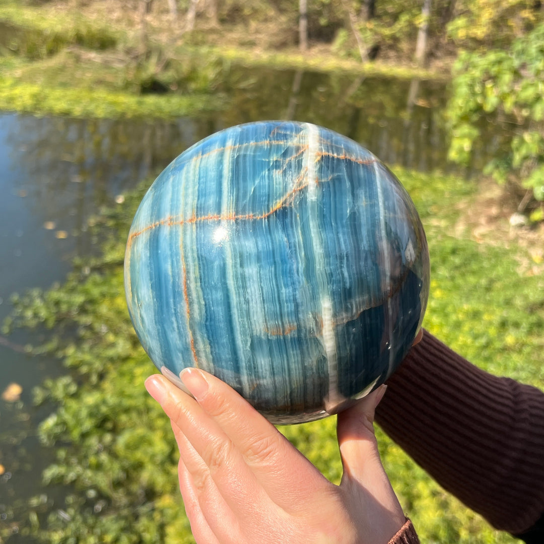 Large Lemurian Aquatine Calcite Sphere