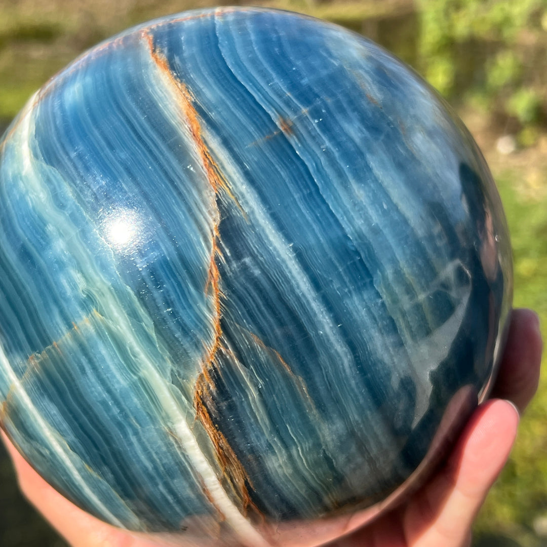 Large Lemurian Aquatine Calcite Sphere