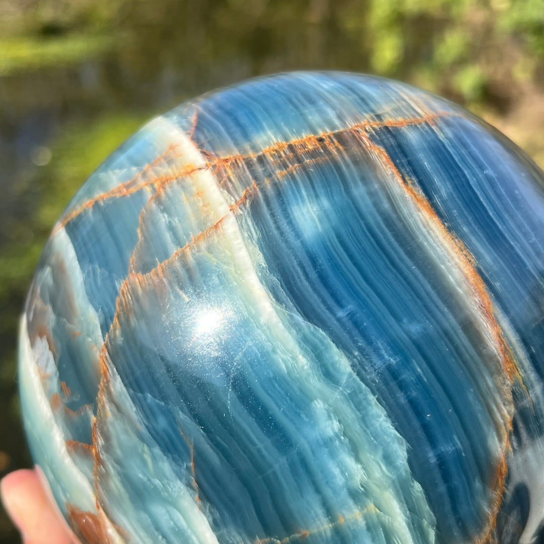 Large Lemurian Aquatine Calcite Sphere