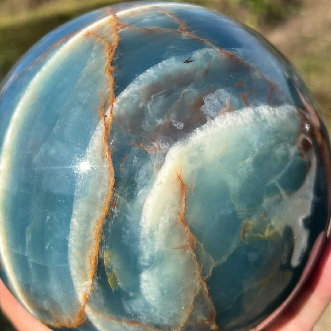 Large Lemurian Aquatine Calcite Sphere