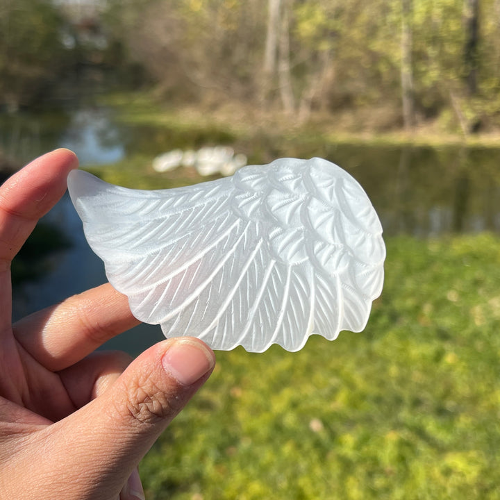 Selenite Wing+Holder