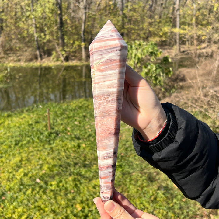 Pink Thousand Layer Agate Wand