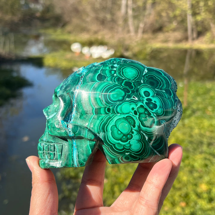 Malachite Geode Skull