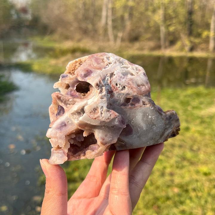 Fluorite With Quartz Skull