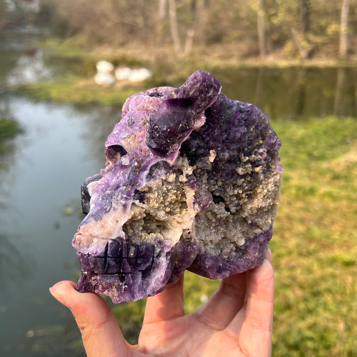 Fluorite With Quartz Skull