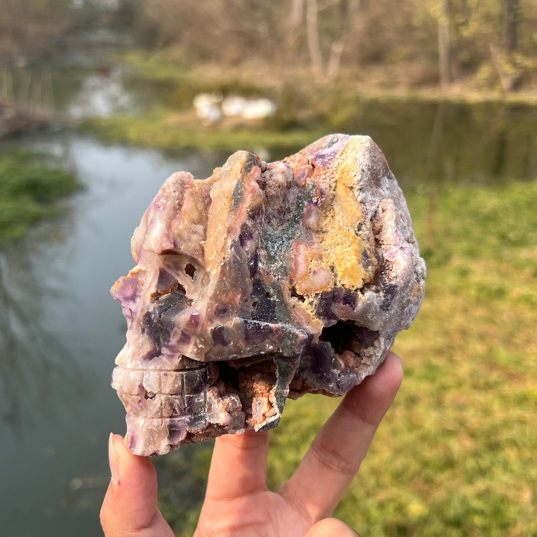 Fluorite With Quartz Skull