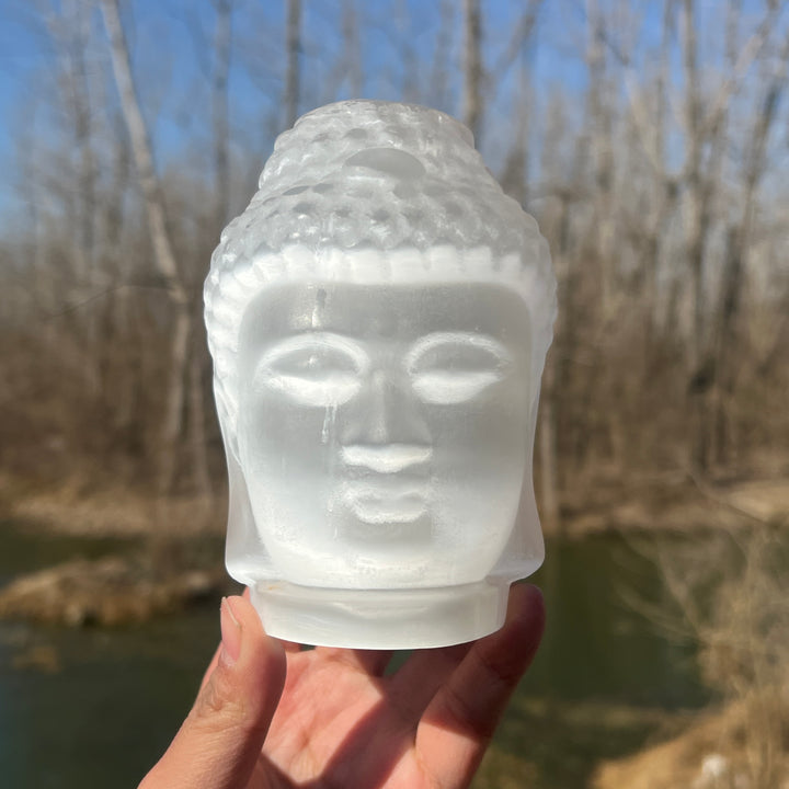 Selenite Buddha Skull