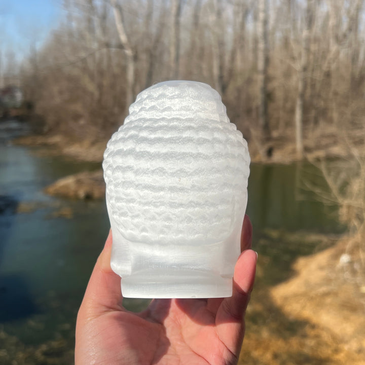 Selenite Buddha Skull