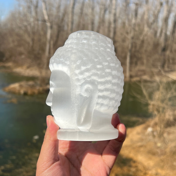 Selenite Buddha Skull