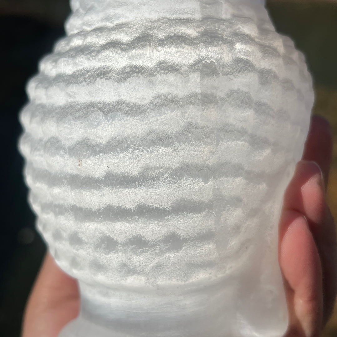 Selenite Buddha Skull