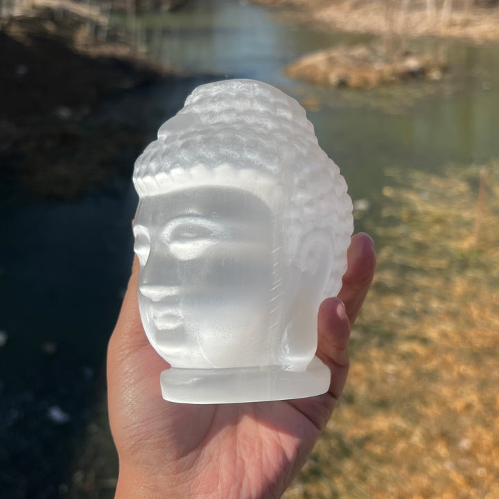 Selenite Buddha Skull