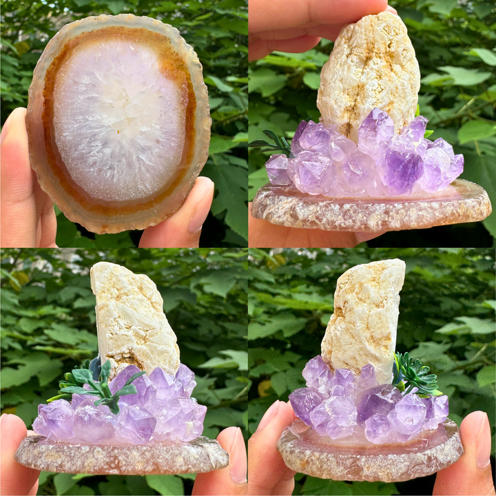 Amethyst Cluster und Menschen