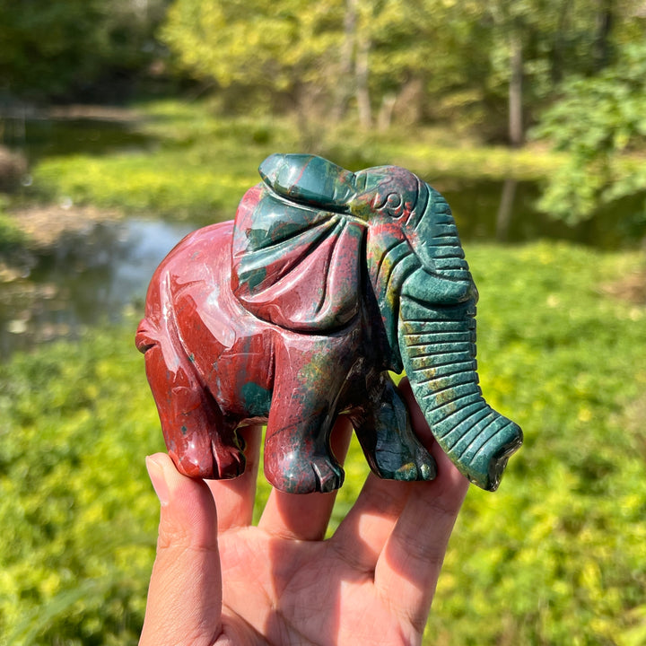 Ocean Jasper Elephant Carving