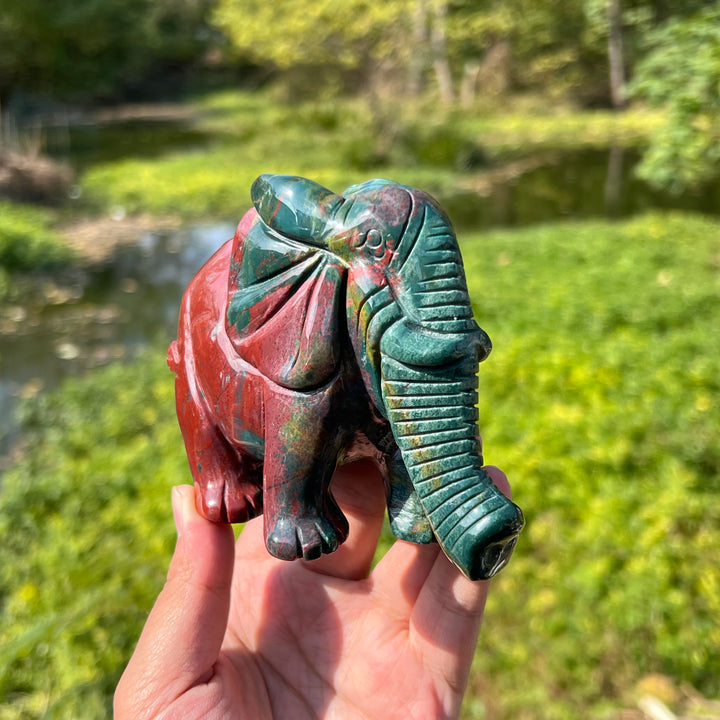 Ocean Jasper Elephant Carving