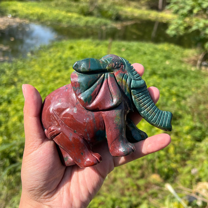 Ocean Jasper Elephant Carving