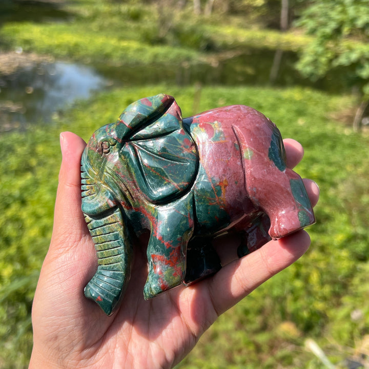 Ocean Jasper Elephant Carving