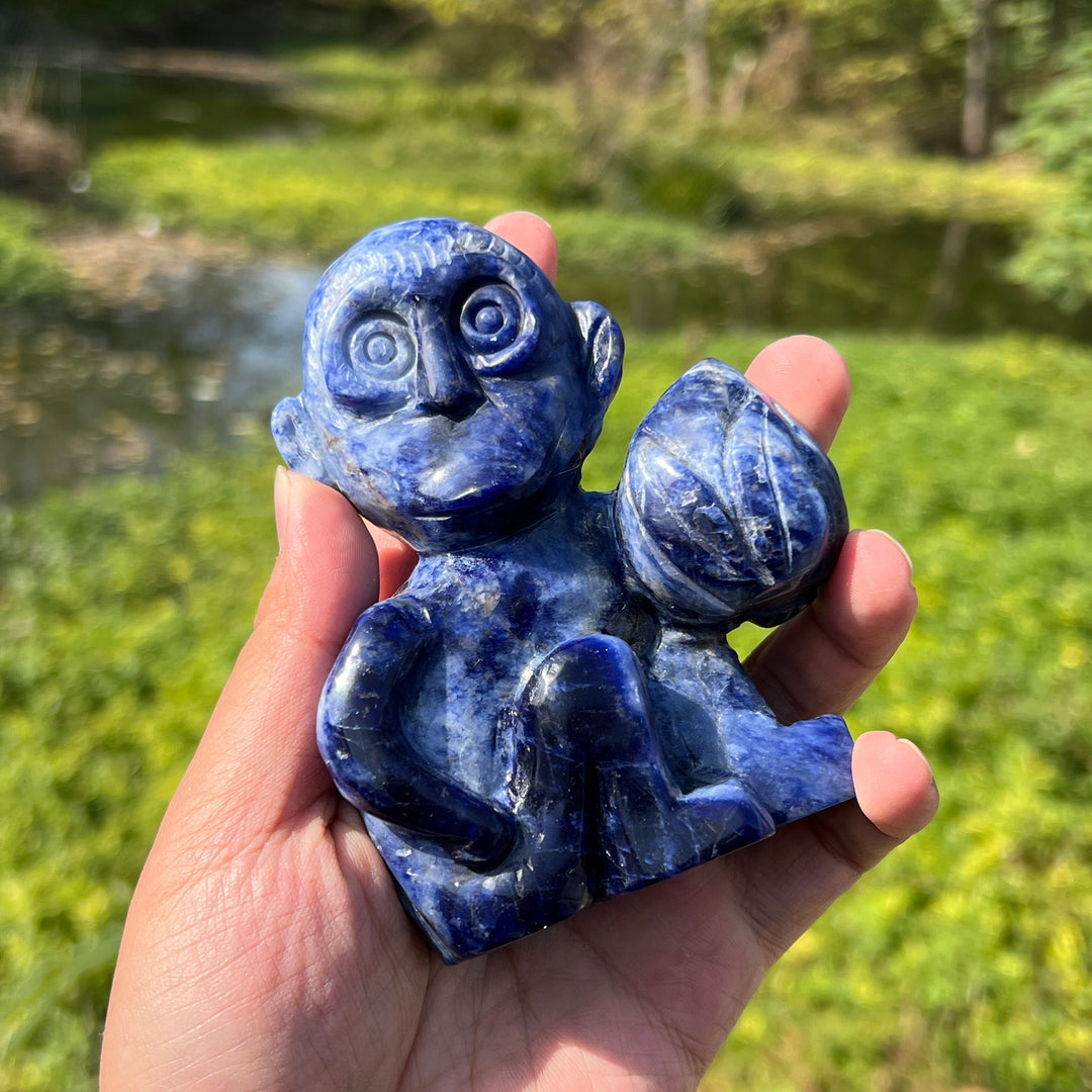 Sodalite Monkey Carving