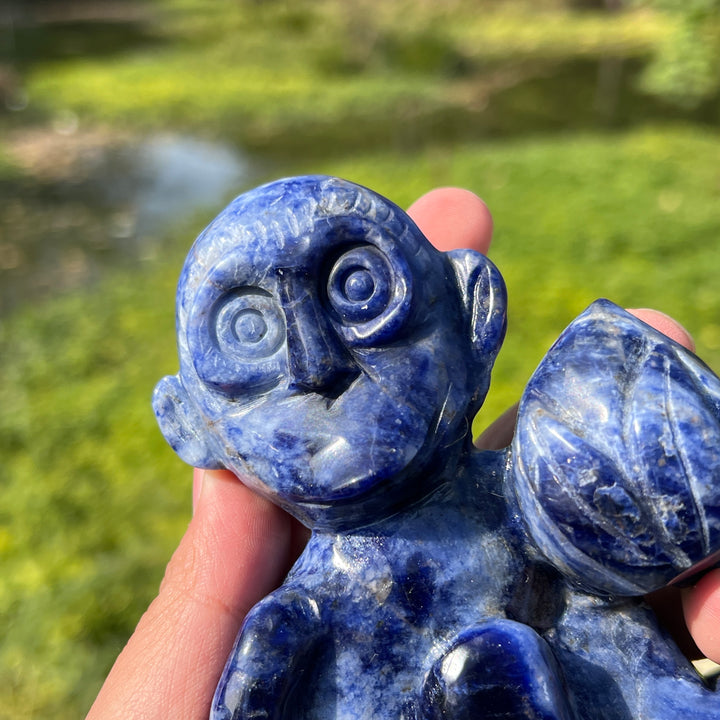 Sodalite Monkey Carving