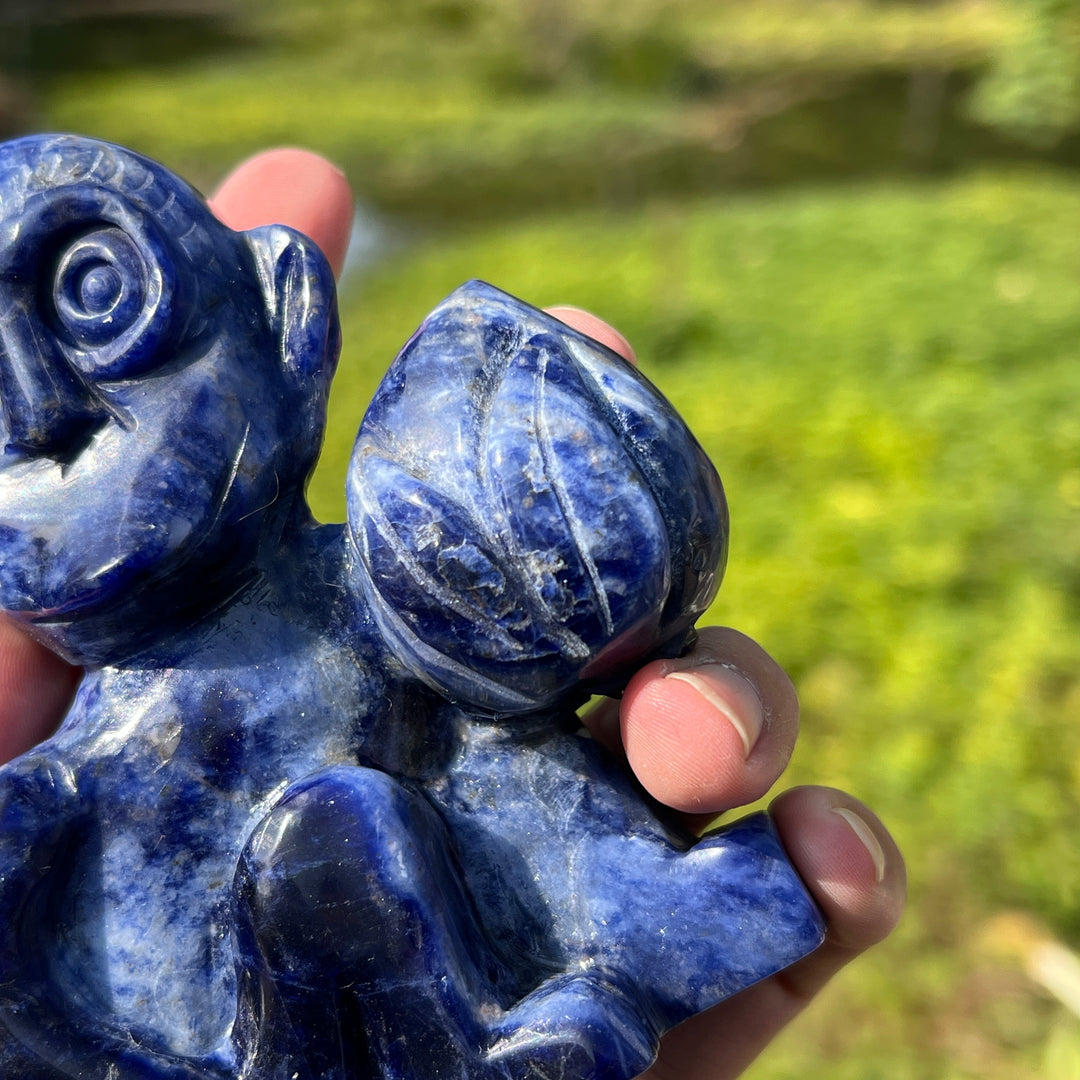 Sodalite Monkey Carving