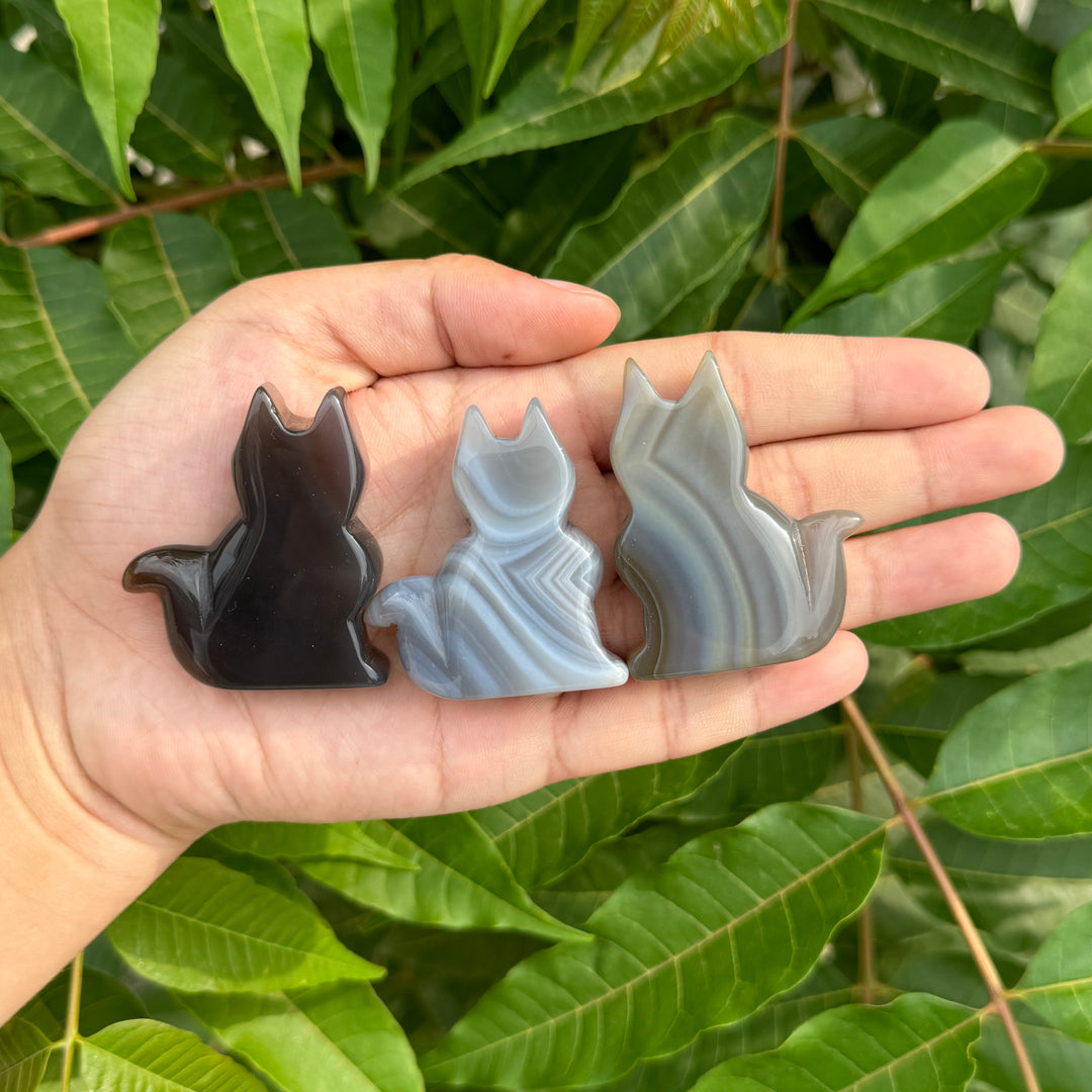 Chien et chat en agate