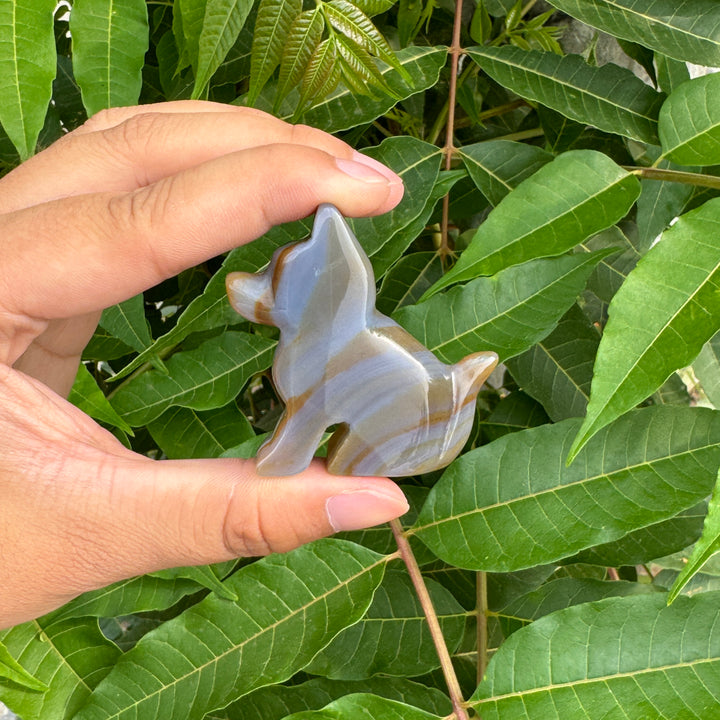 Chien et chat en agate