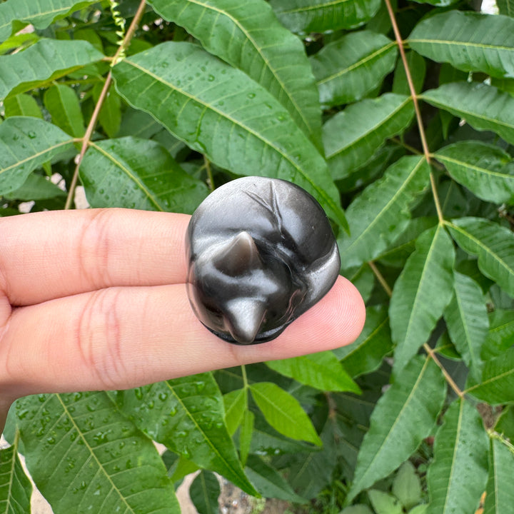 Silver Obsidian Sleeping Cat