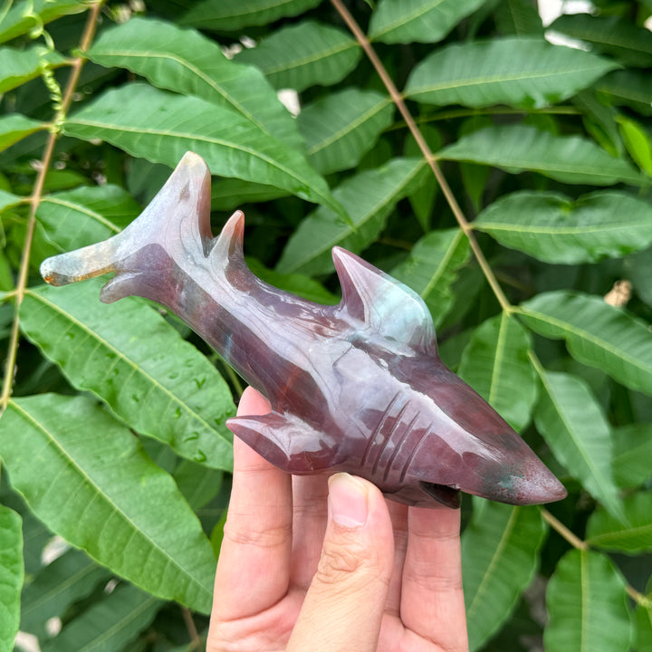 Unique,Ocean Jasper/Agate Shark Carving