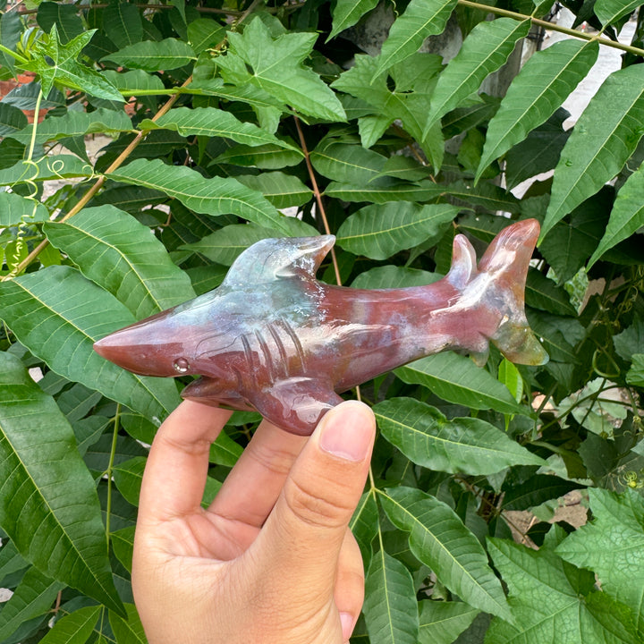 Unique,Ocean Jasper/Agate Shark Carving