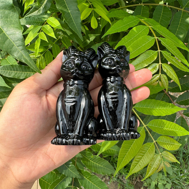 Obsidian Cat Carving