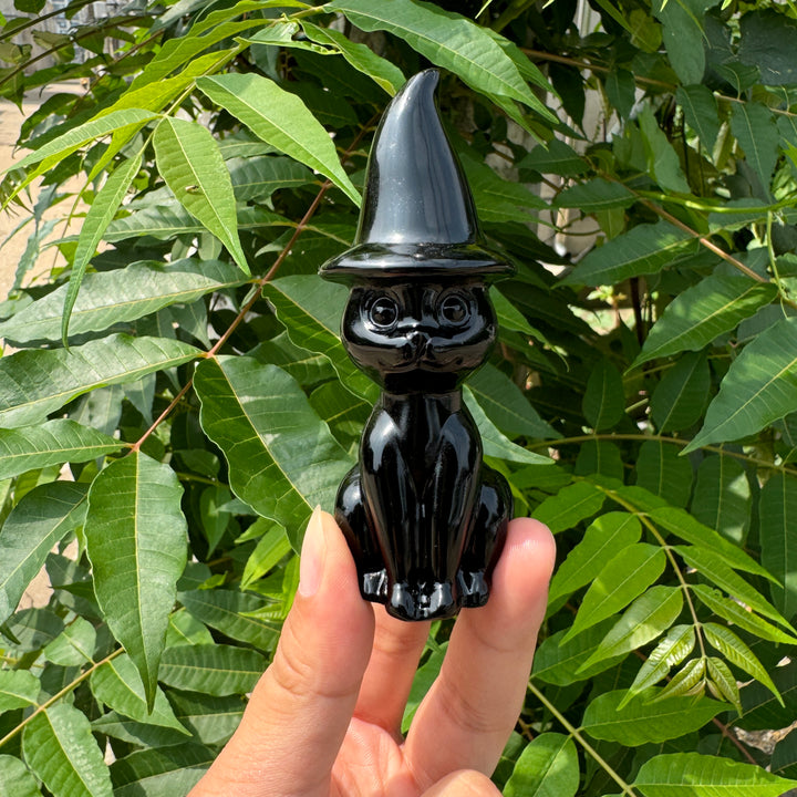 Obsidian Cat Carving