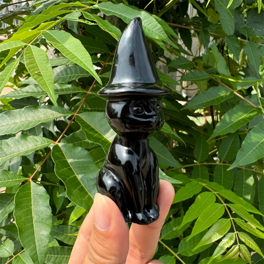 Obsidian Cat Carving